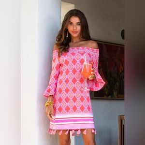 NWT CABANA LIFE Coral Geo Off The Shoulder Dress XL SPF 50 Protection Beach